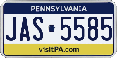 PA license plate JAS5585