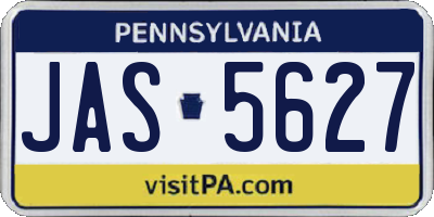 PA license plate JAS5627