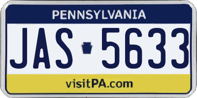 PA license plate JAS5633