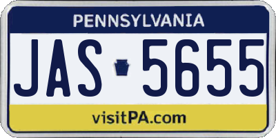 PA license plate JAS5655