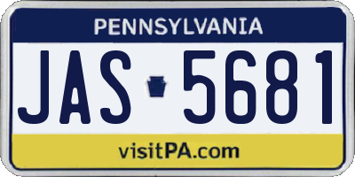 PA license plate JAS5681