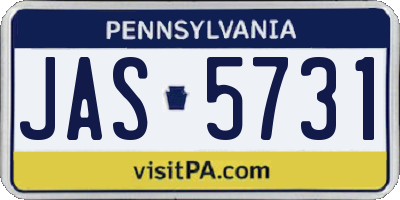 PA license plate JAS5731