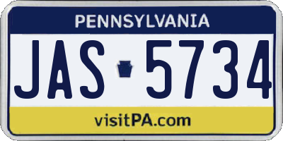 PA license plate JAS5734