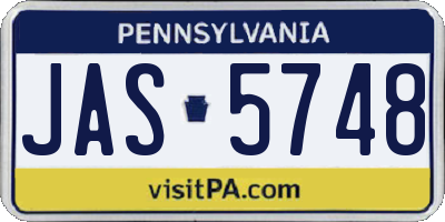 PA license plate JAS5748