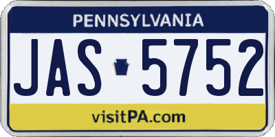 PA license plate JAS5752