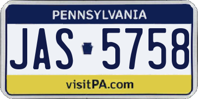 PA license plate JAS5758