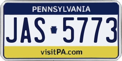 PA license plate JAS5773
