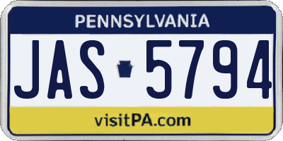 PA license plate JAS5794