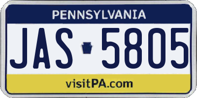 PA license plate JAS5805