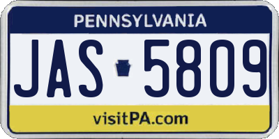 PA license plate JAS5809