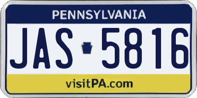 PA license plate JAS5816