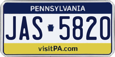 PA license plate JAS5820