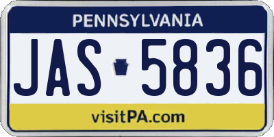 PA license plate JAS5836