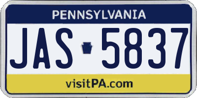 PA license plate JAS5837