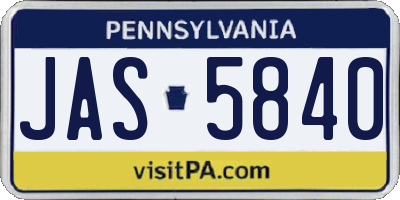 PA license plate JAS5840