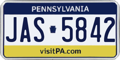 PA license plate JAS5842