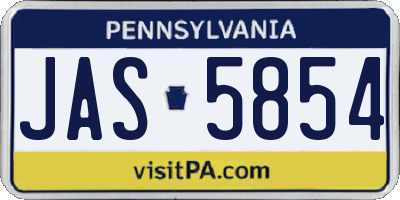 PA license plate JAS5854