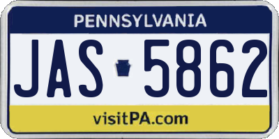 PA license plate JAS5862