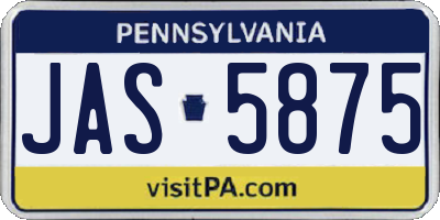 PA license plate JAS5875