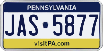 PA license plate JAS5877