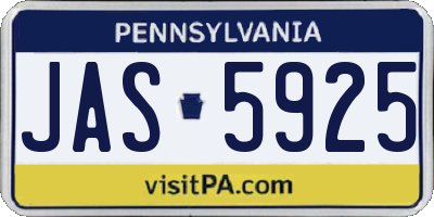 PA license plate JAS5925