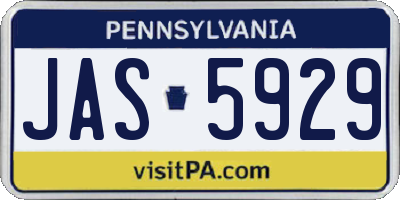 PA license plate JAS5929