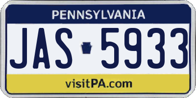 PA license plate JAS5933