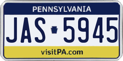 PA license plate JAS5945