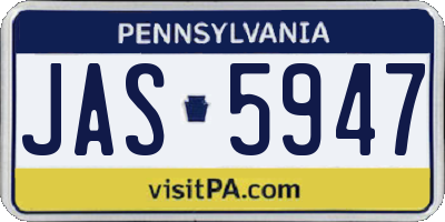 PA license plate JAS5947