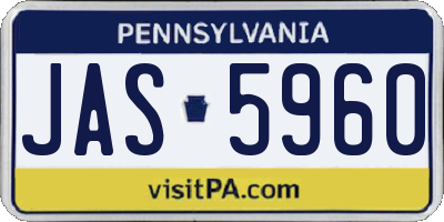 PA license plate JAS5960