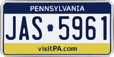 PA license plate JAS5961