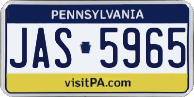 PA license plate JAS5965