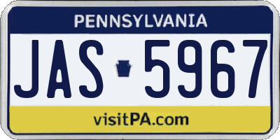 PA license plate JAS5967