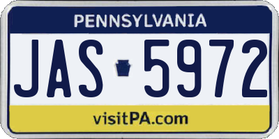 PA license plate JAS5972