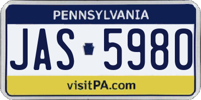 PA license plate JAS5980