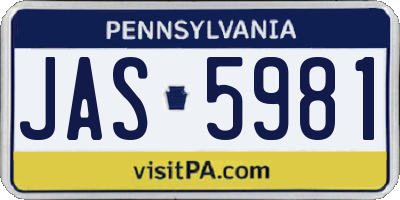 PA license plate JAS5981