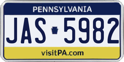 PA license plate JAS5982