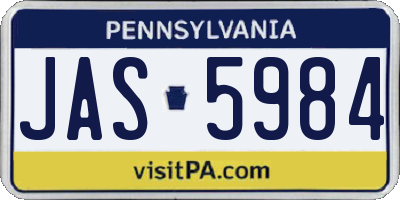 PA license plate JAS5984