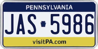 PA license plate JAS5986