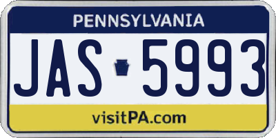 PA license plate JAS5993