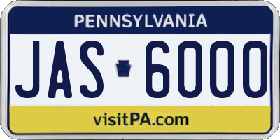 PA license plate JAS6000