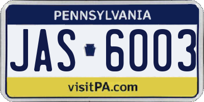 PA license plate JAS6003