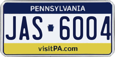 PA license plate JAS6004