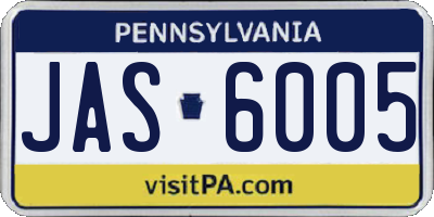 PA license plate JAS6005