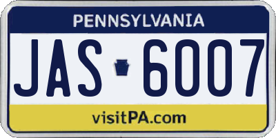 PA license plate JAS6007