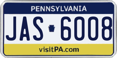 PA license plate JAS6008