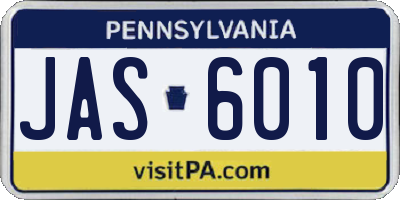 PA license plate JAS6010