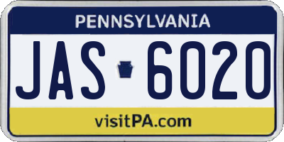 PA license plate JAS6020