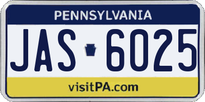 PA license plate JAS6025