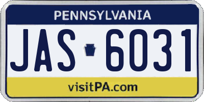 PA license plate JAS6031